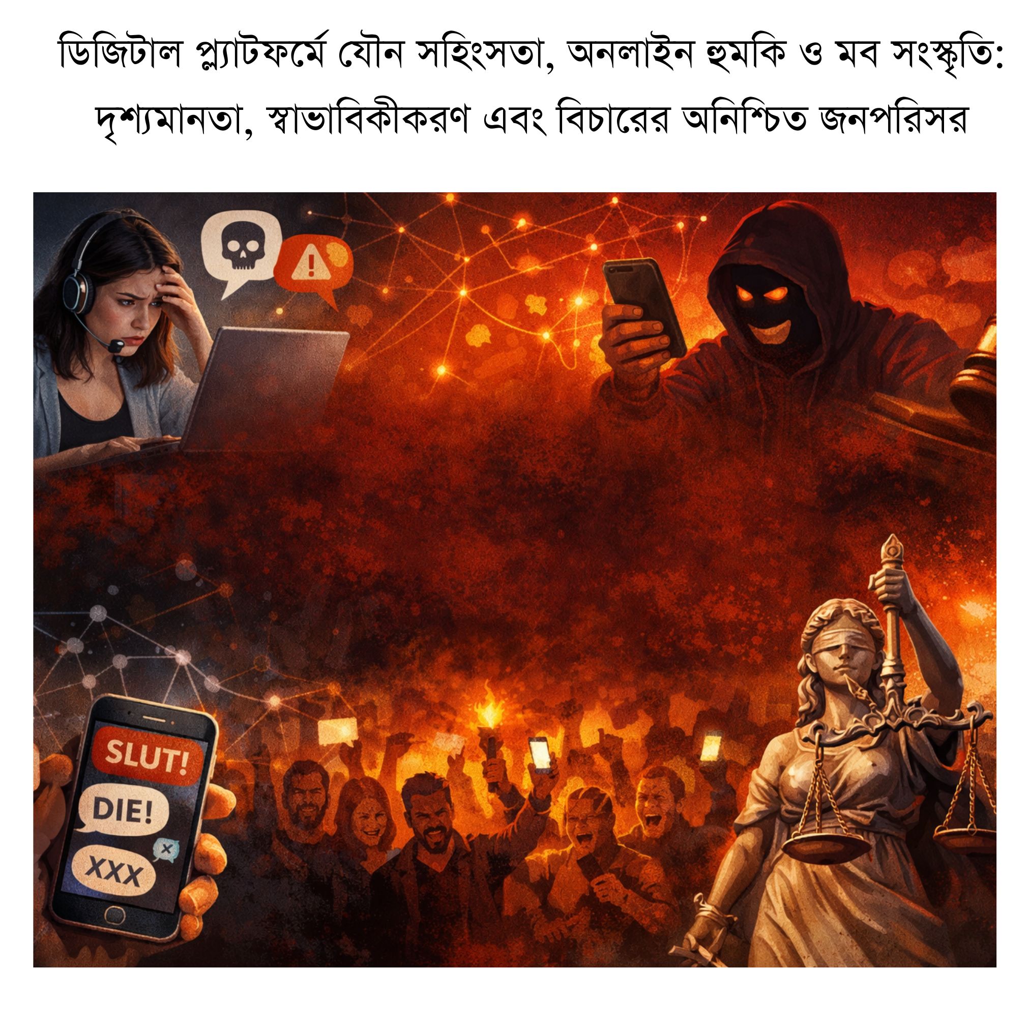 ডিজিটাল প্ল্যাটফর্মে যৌন সহিংসতা, অনলাইন হুমকি ও মব সংস্কৃতি: দৃশ্যমানতা, স্বাভাবিকীকরণ এবং বিচারের অনিশ্চিত জনপরিসর